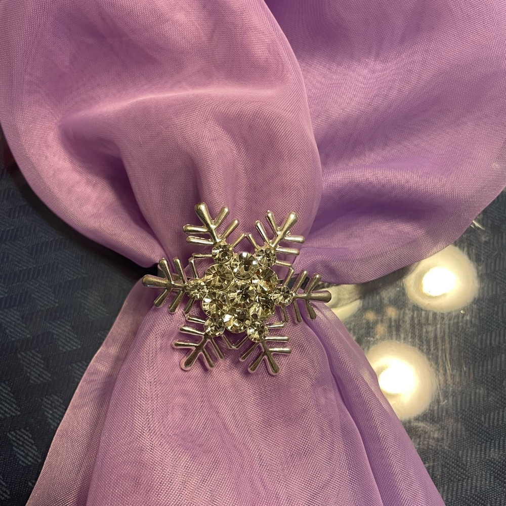 Sparkling Silver Snowflake Napkin Rings Set of 4